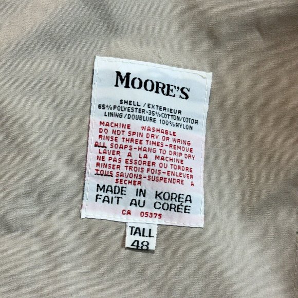 Vintage 80s Moores Men's 48 Trench Coat Grey Waterproof w/ Warm Removable Lining - Picture 9 of 13